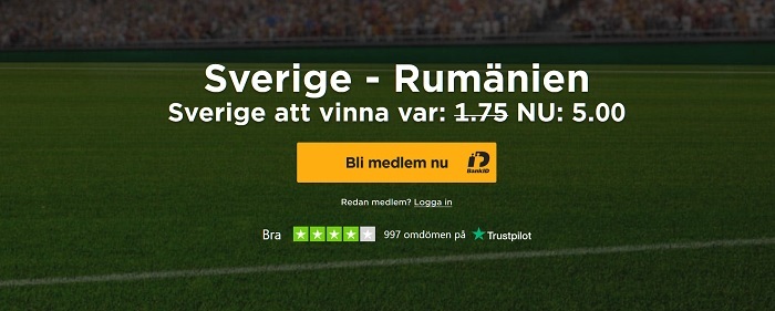 Sverige-Rumänien Mr Green