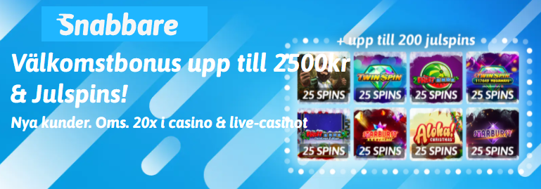 Snabbare julbonus värd 2500 kr + 200 freespins