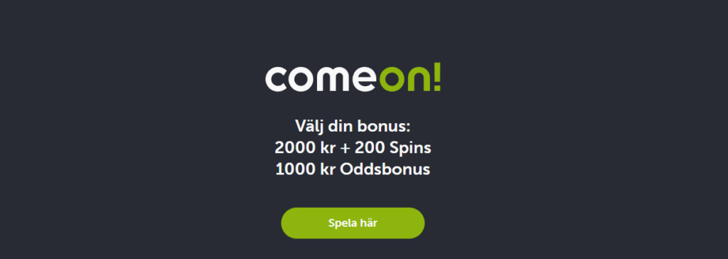 Ny ComeOn bonus på sport och casino ✅