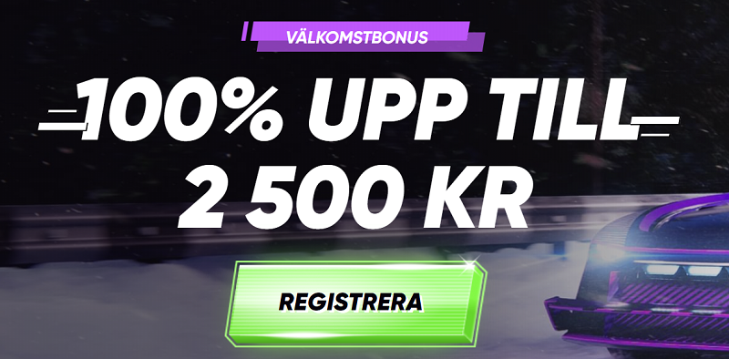 Quick Casinobonus – 100% upp till 2500 kr