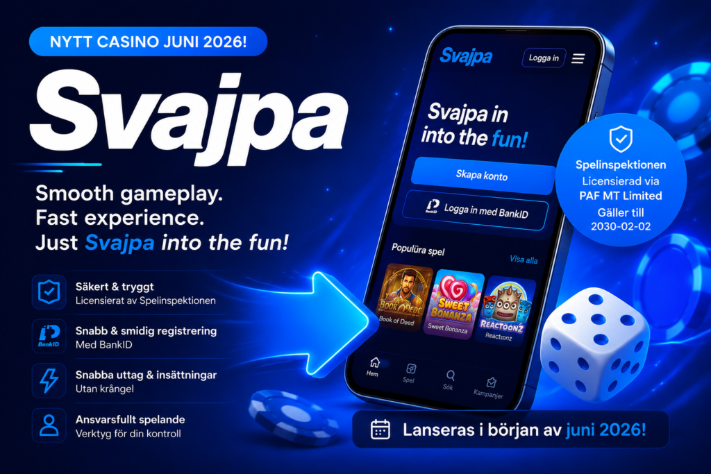 Svajpa Casino - Nytt svenskt casino juni 2026