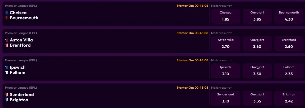 Skärmdump av Cherrys Premier League-odds 10 oktober 2026 – underlag för återbetalningsmätningen
