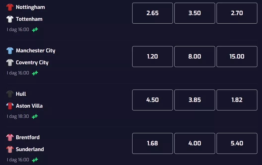 Skärmdump av X3000s Premier League-odds 5 september 2026 – underlag för återbetalningsmätningen