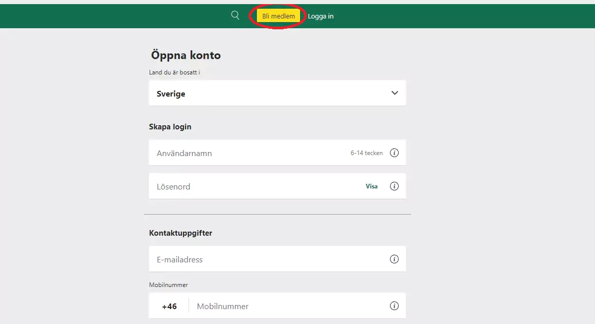 Bet365 utan BankId eller mobilt BankID vid inloggning