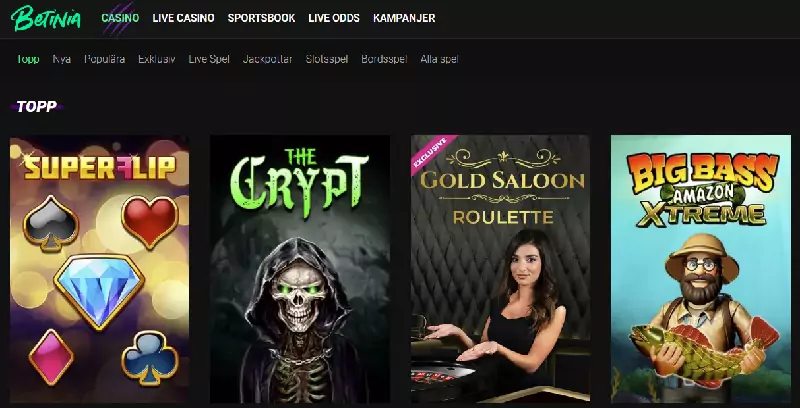 Betinia casino bonus