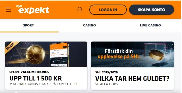 Skapa spelkonto hos Expekt