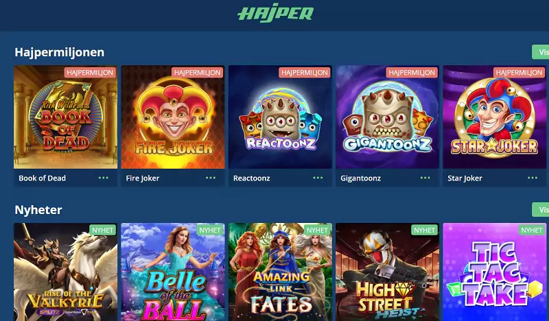 Hajper casino bonus