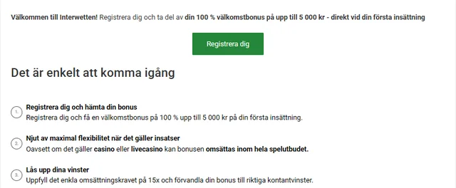 Registrera ett konto hos Interwetten