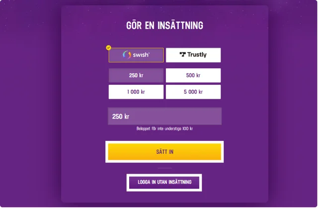 Insättning hos Lucky Casino