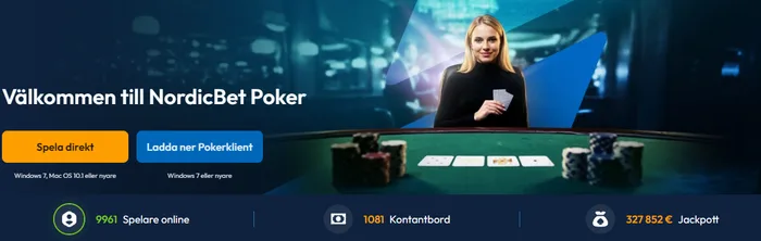 NordicBet Poker med spelare online, kontantbord och jackpott
