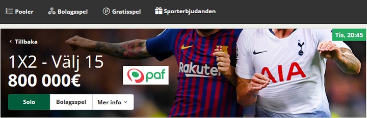 Paf Jackpot Pools med jackpot