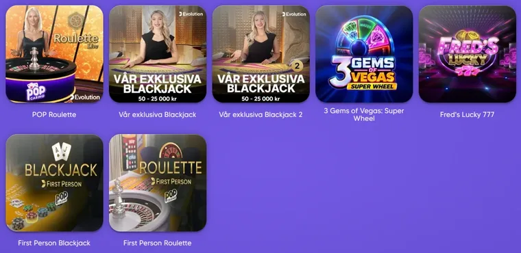 Insättning hos Pop Casino