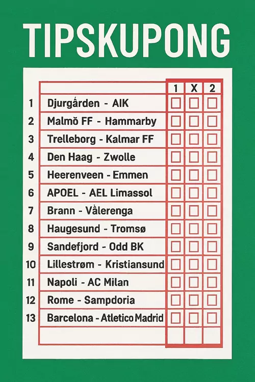 Tips med 13 matcher likt stryktipset hos spelbolag