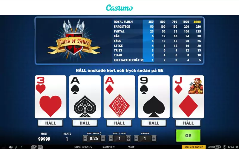 Videopoker hos Casumo