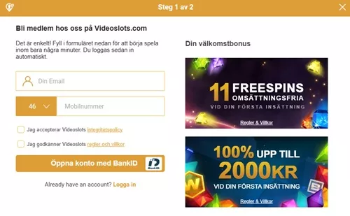 Registrera ditt spelkonto så här hos Videoslots